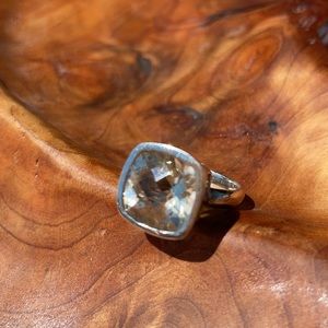 Silver and quartz ring